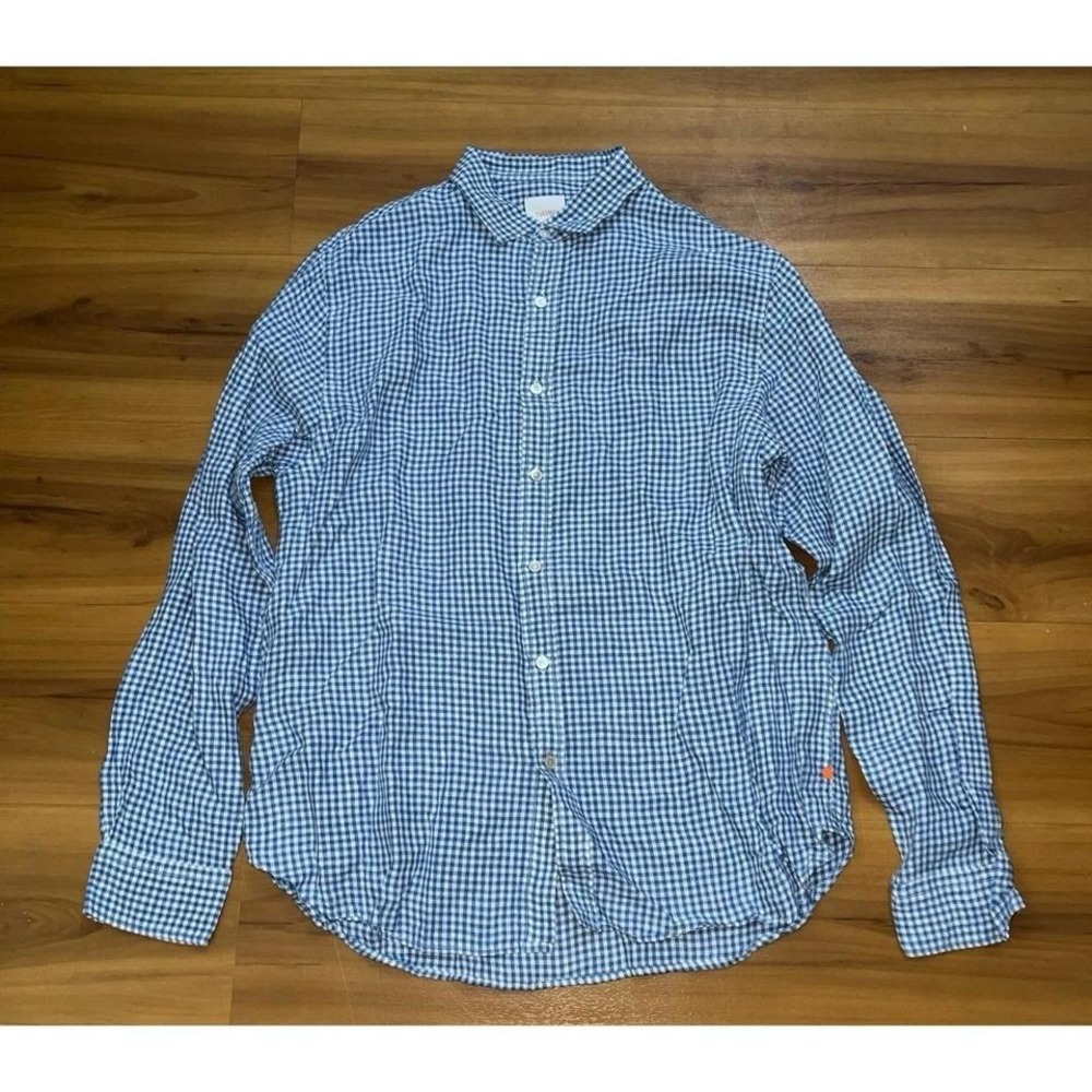 Mens SWIMS 100% Linen Gingham Button Down Casual Shirt